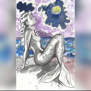 Moonlight Mermaid Art Print
